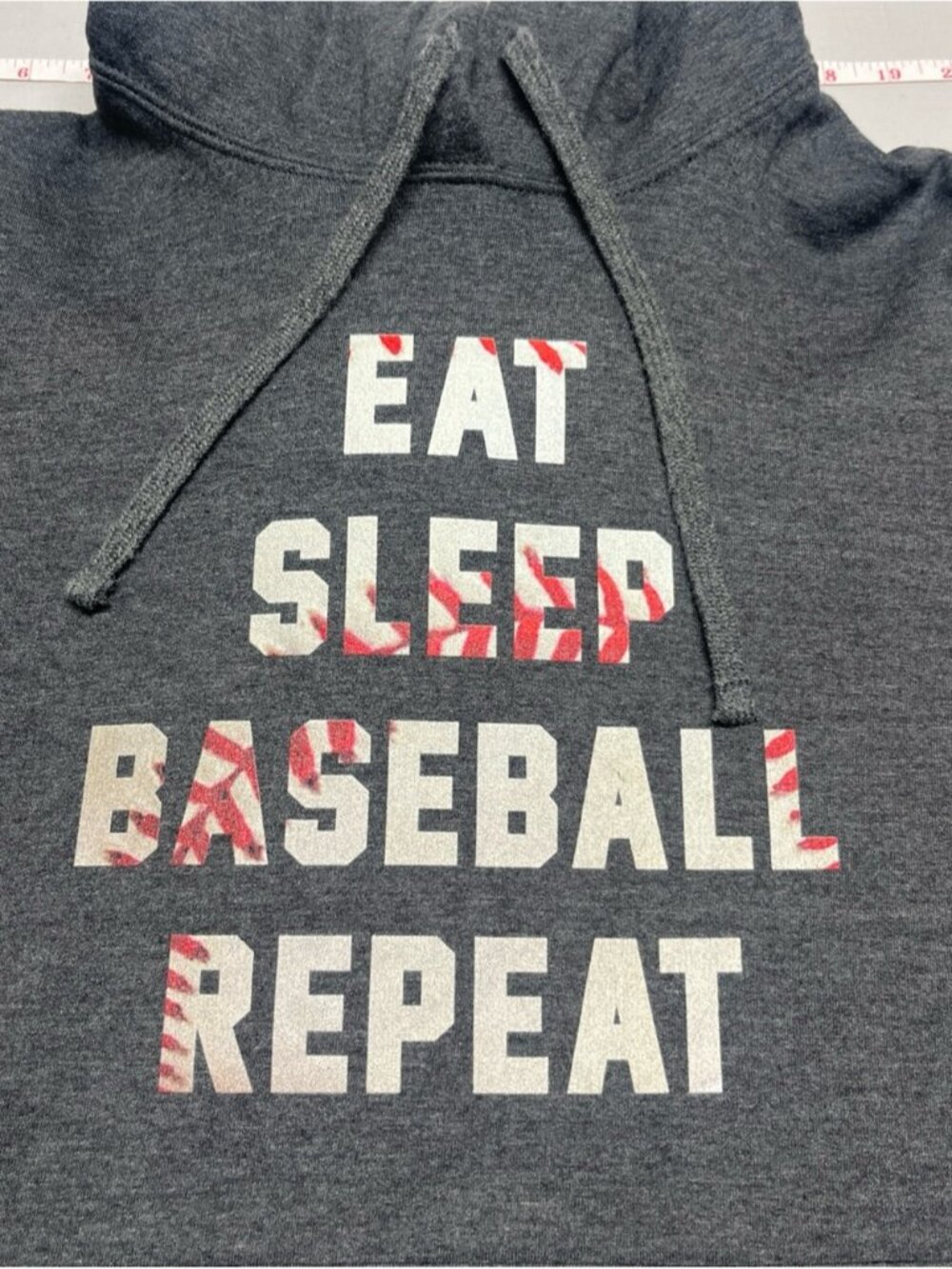 Port & Co Charcoal Gray 'Eat Sleep Baseball Repeat' Pullover Hoodie sports 1070 - Picture 4 of 9